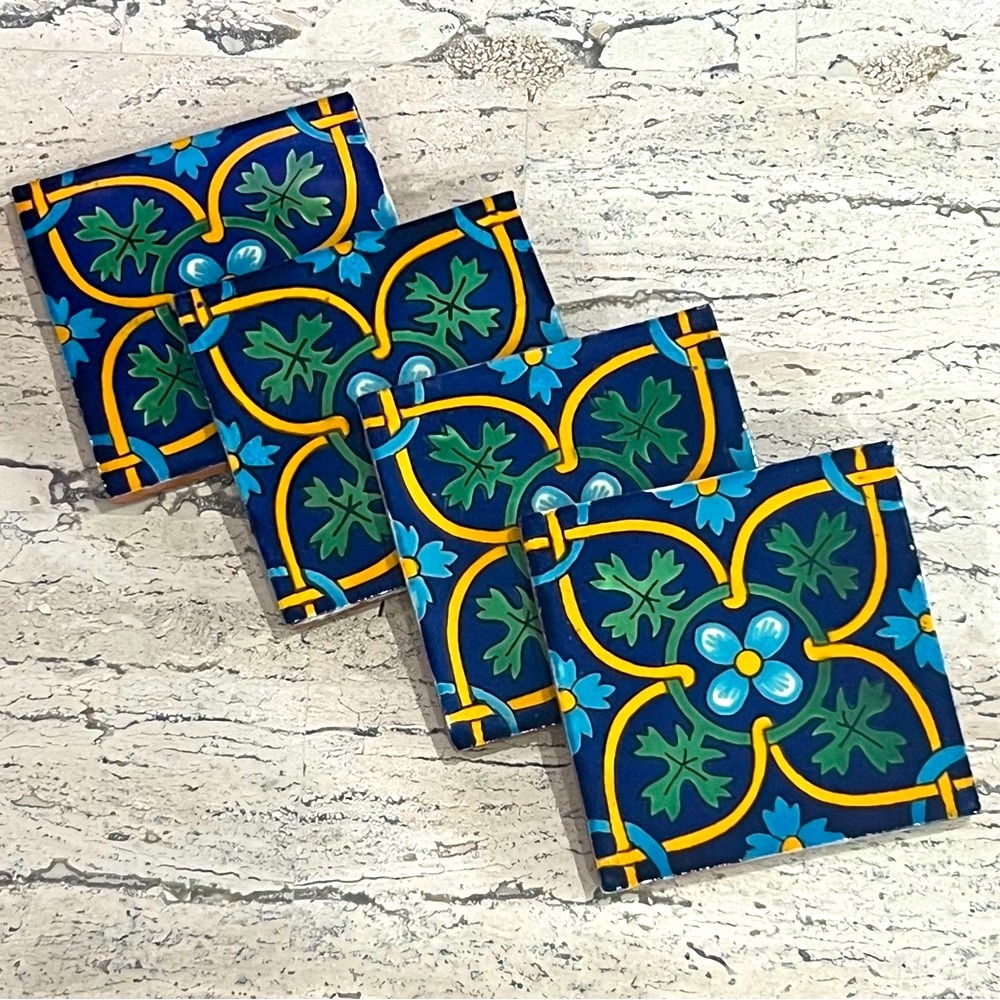 SALE! 4 gorgeous western art tile coasters. Natural stone with beautiful design